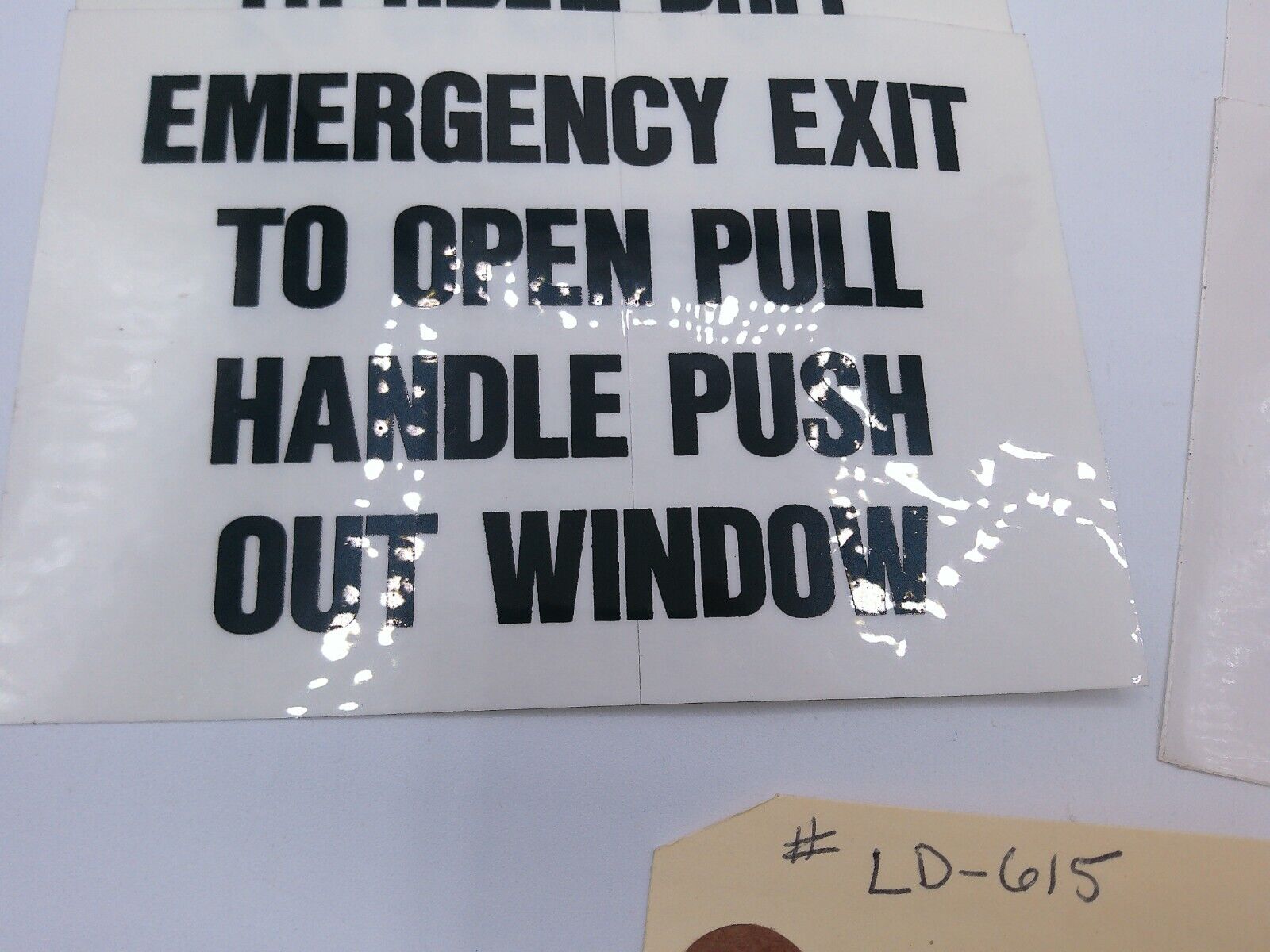 Genuine BlueBird Bus Part: LD-615 Emergency Exit Sticker (Lot of 4) | DSK-01-1A