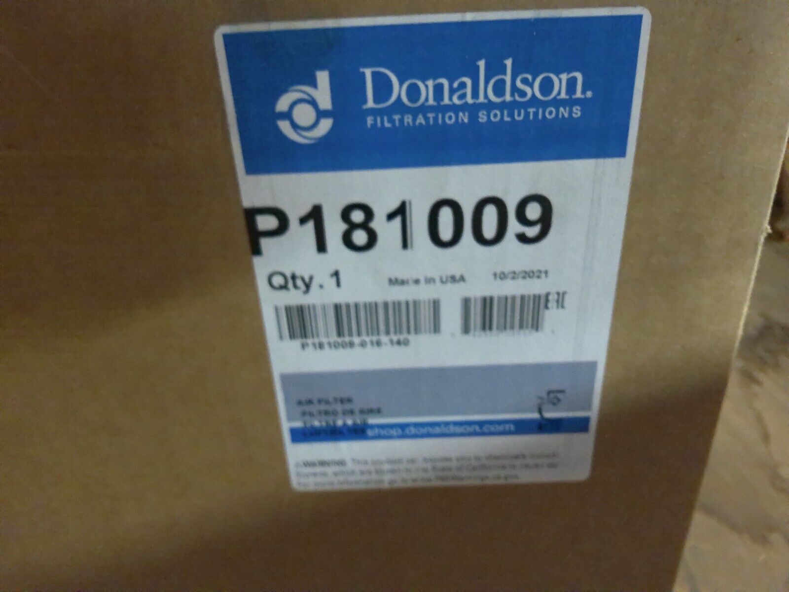 (1) GENUINE NEW DONALDSON AIR FILTER ASSEMBLY P181009 | WD29-2