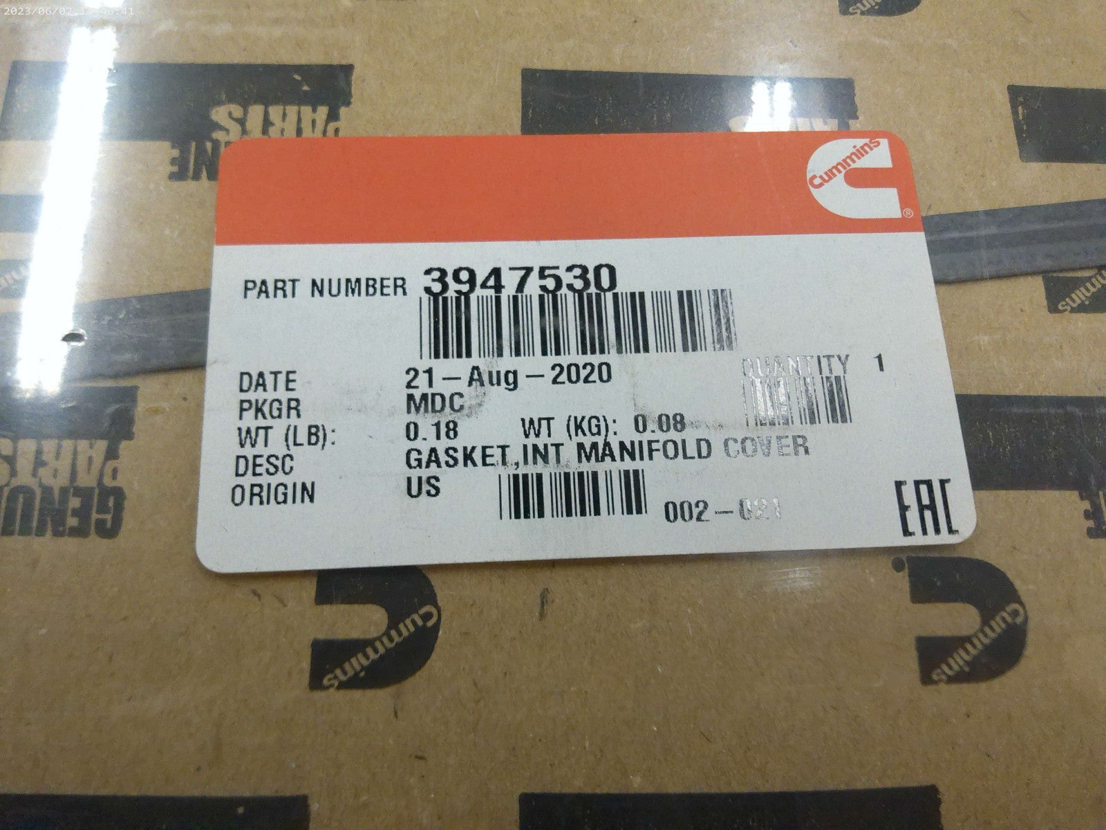 Cummins OEM 3947530 - Gasket Int Manifold Cover | OS-FL
