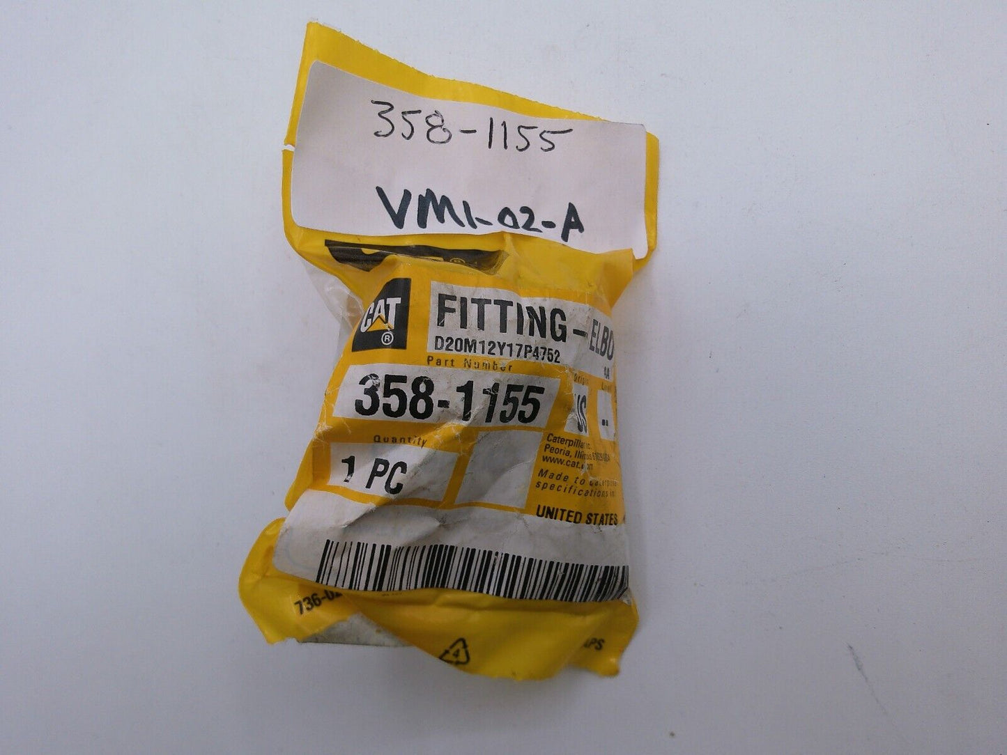 CAT OEM Caterpillar 358-1155 : FITTING-ELBO | VM1-02-A