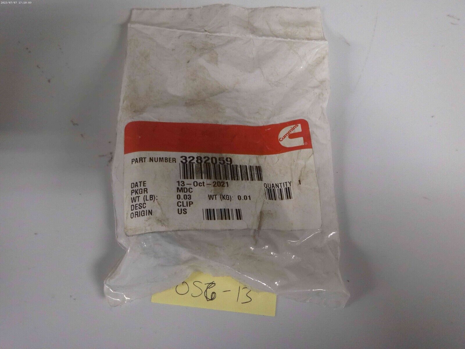 Genuine OEM CUMMINS CLIP 3282059 | OS6-13