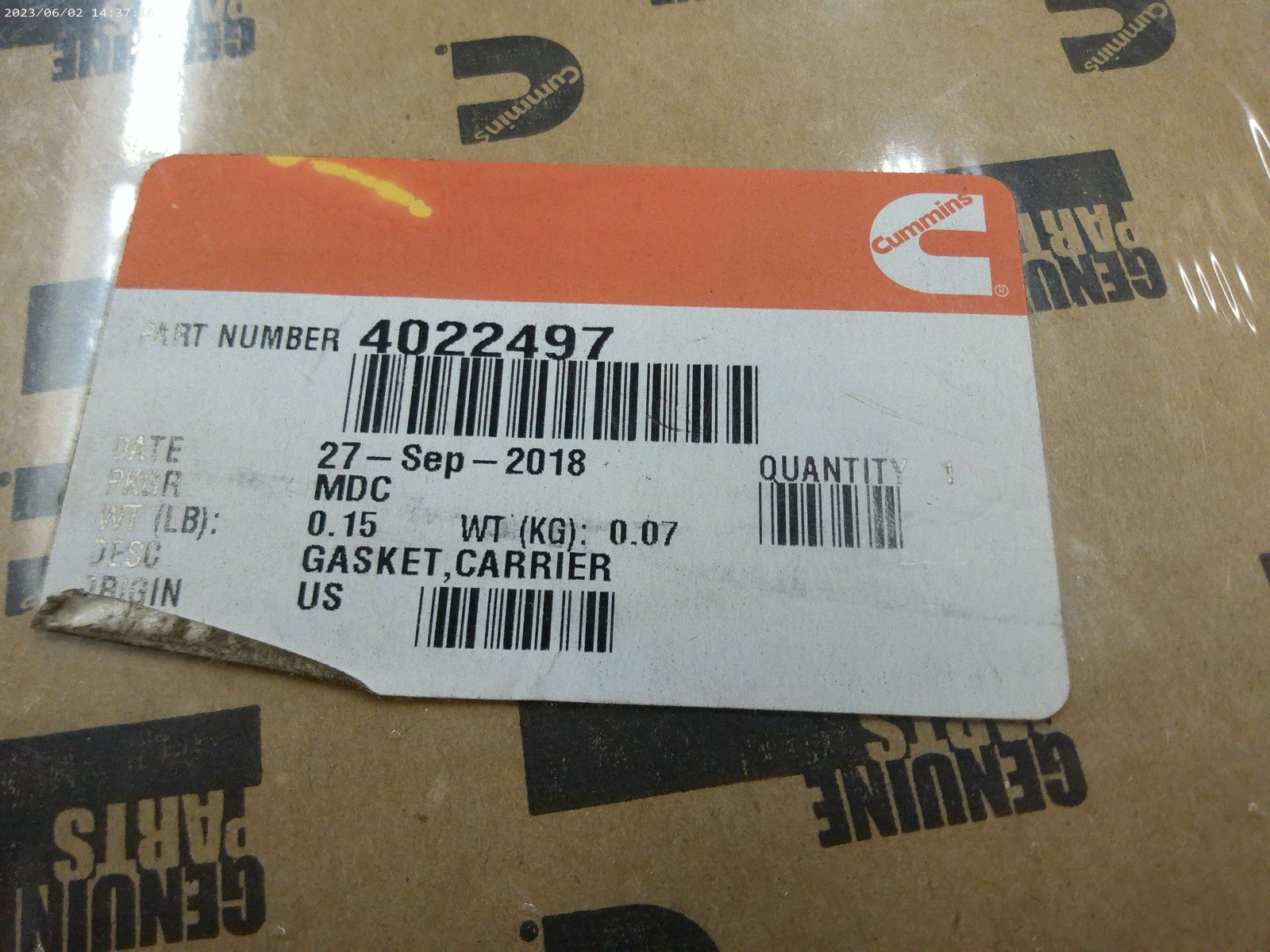 CUMMINS 4022497 Gasket, Carrier | OS-FL