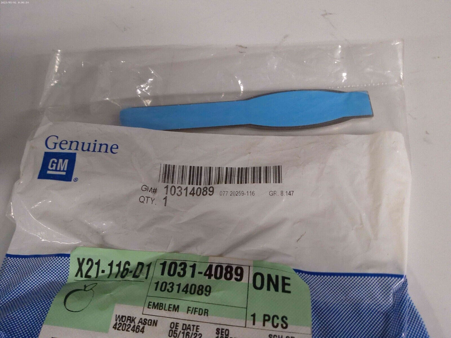 OEM Right or Left Fender Corvette Z06 405HP Emblem Badge 10314089 | OS6-02
