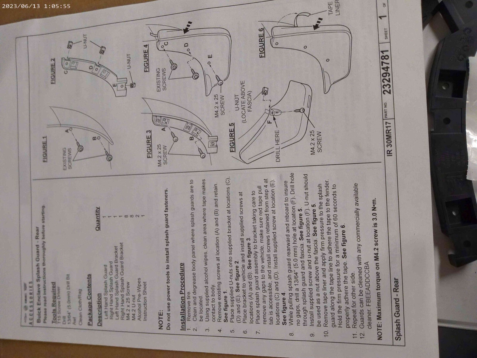 Genuine GM 84397222 GUARD PKG Rear set 18-23 Enclave | CS17-F