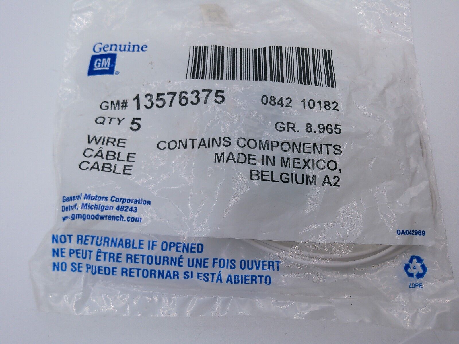 13576375 GM F (S) Wire Assembly OEM - Lot of (5) | OS4-01-D