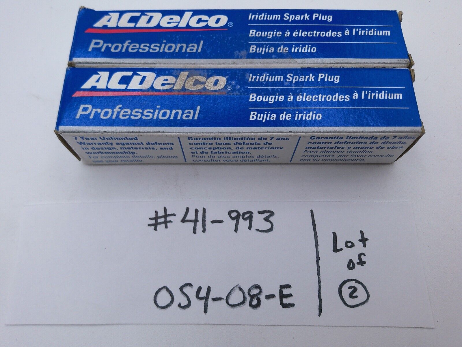 Lot of (2) AC DELCO 41-993 IRIDIUM SPARK PLUGS | OS4-08-E