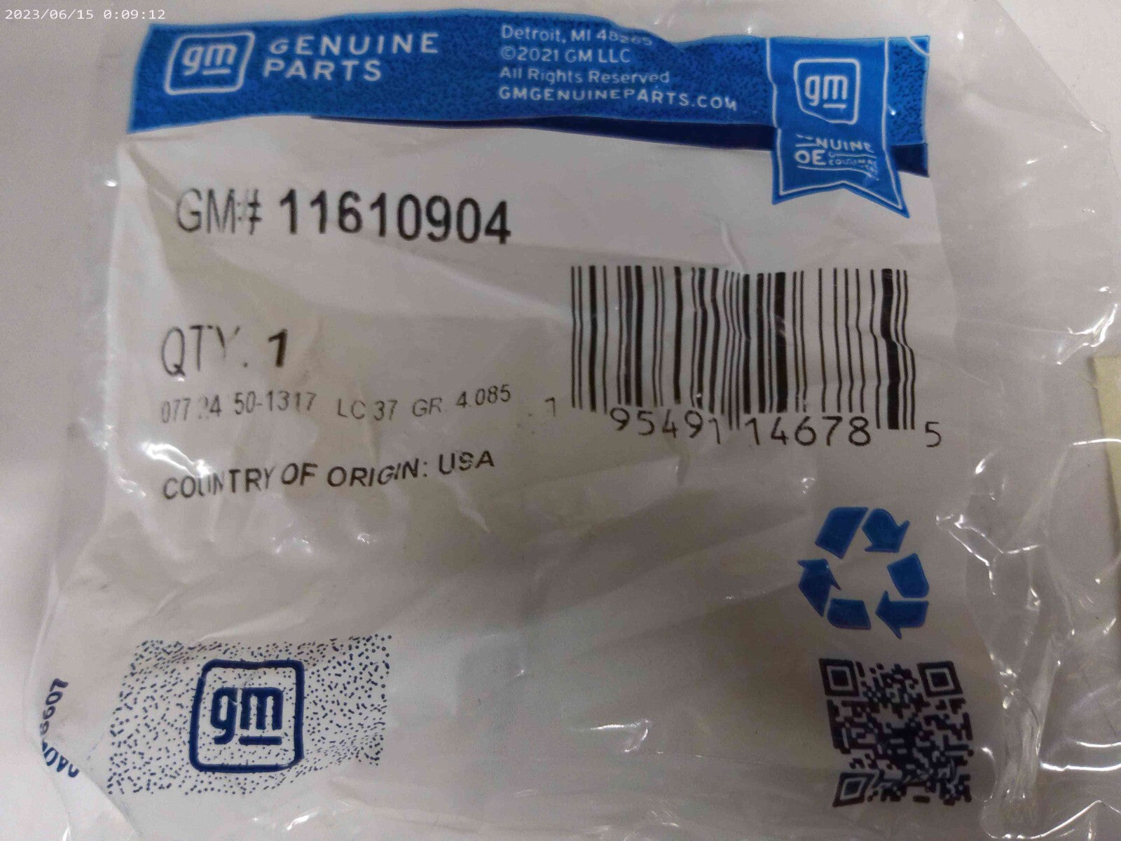 Genuine  OEM GM Multi-Purpose Bolt 11610904 Qty. (1) | OS7-06-D