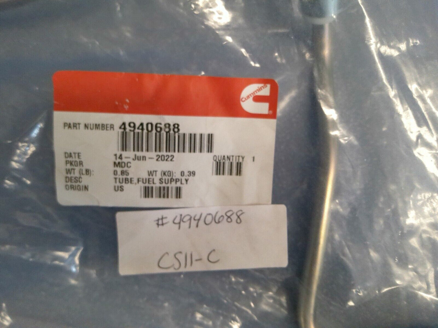 4940688 Genuine OEM CUMMINS FUEL SUPPLY TUBE | CS11-C