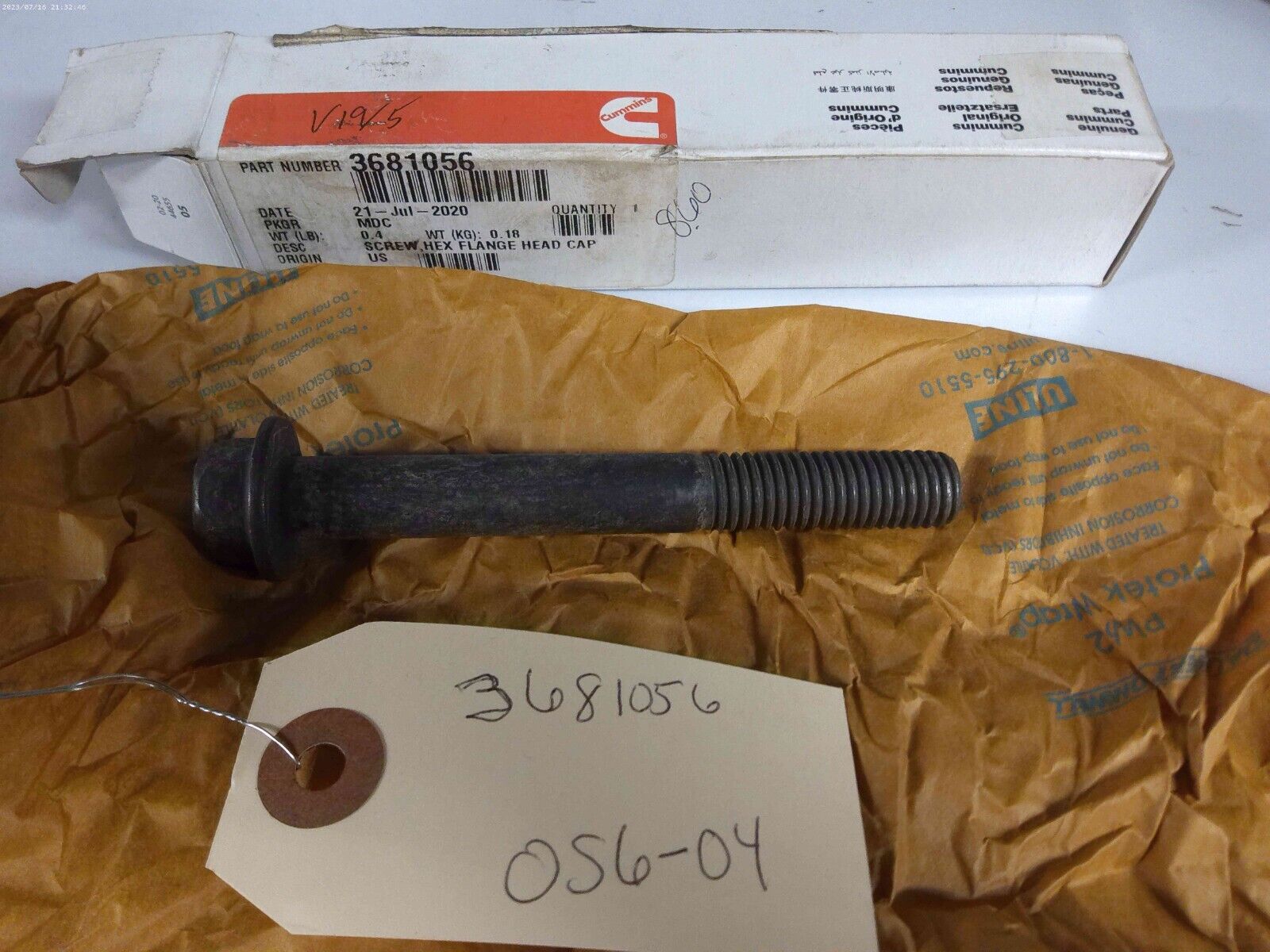 CUMMINS SCREW,HEX FLANGE HEAD CAP 3681056 | OS6-04