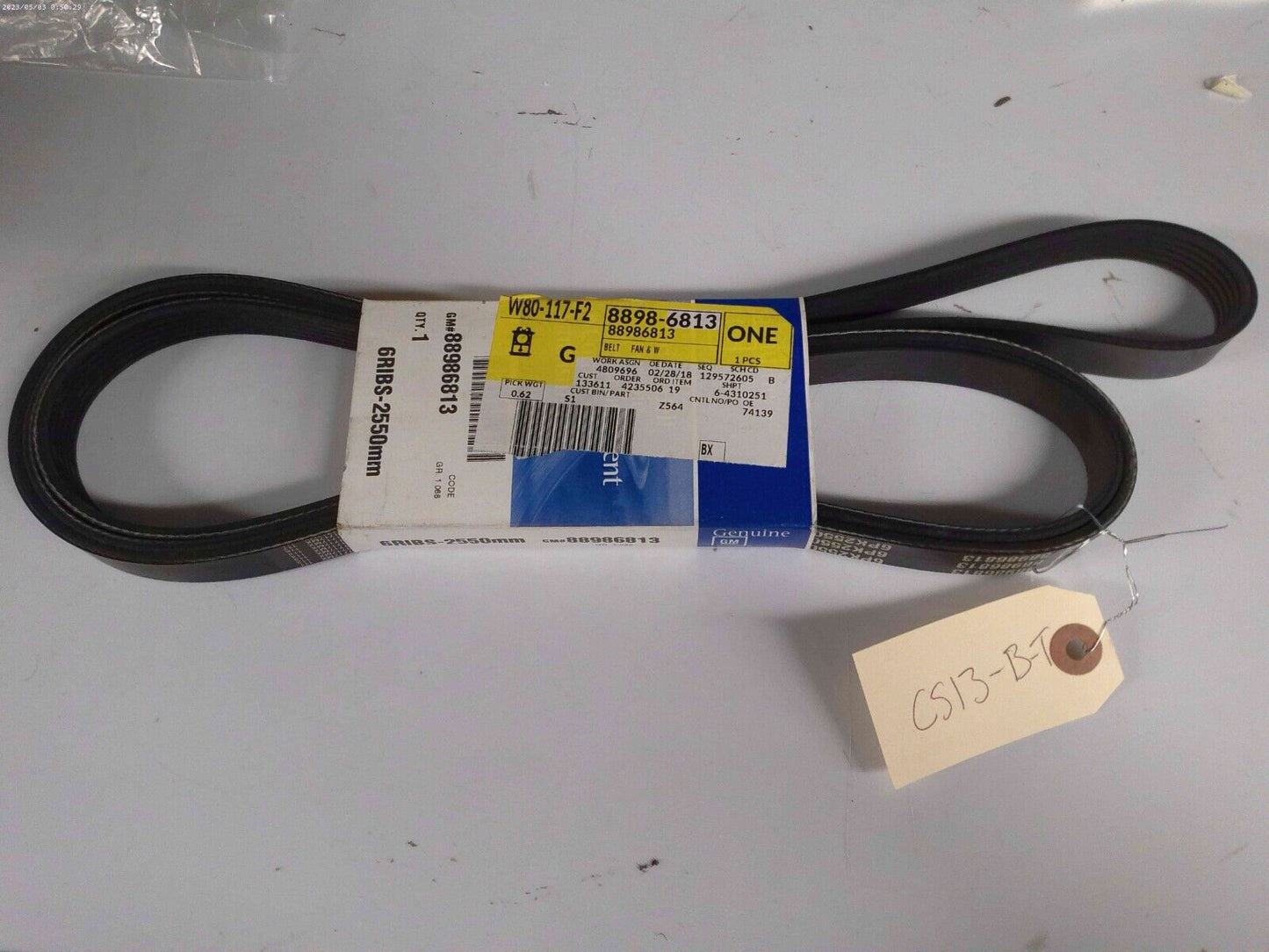 GM OEM-Serpentine Drive Fan Belt 88986813 | CS13-B-T